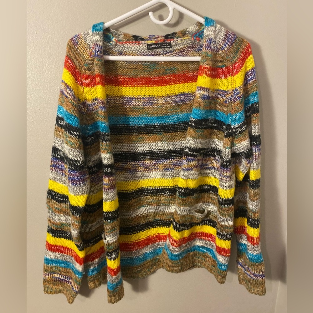 Noracora multicolor openknit cardigan M excellent condition